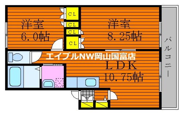 ヌーヴォーシャンテＡの物件間取画像